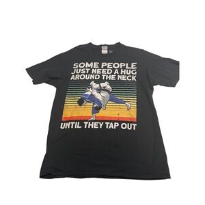 Port & Company L T-Shirt Mens Black Excellent Martial Arts Jiu Jitsu Graphic Tee